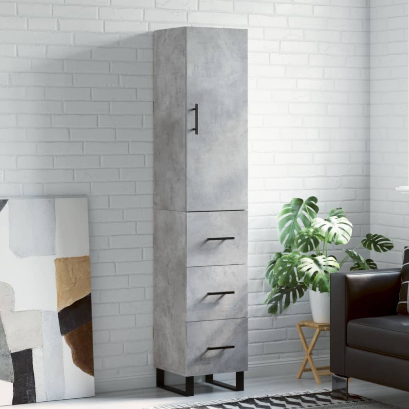 vidaXL Aparador de madera contrachapada gris hormigón 34,5x34x180 cm vidaXL Aparador de madera contrachapada gris hormigón 34,5x34x180 cm