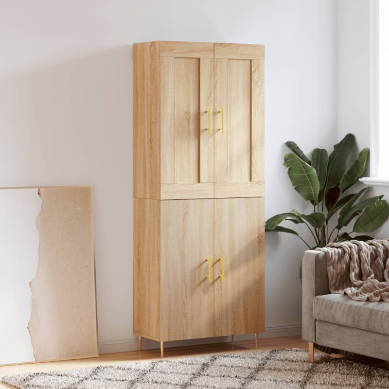 vidaXL Aparador alto madera contrachapada color roble 69,5x34x180 cm