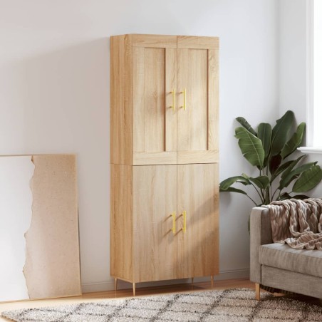 vidaXL Aparador alto madera contrachapada color roble 69,5x34x180 cm