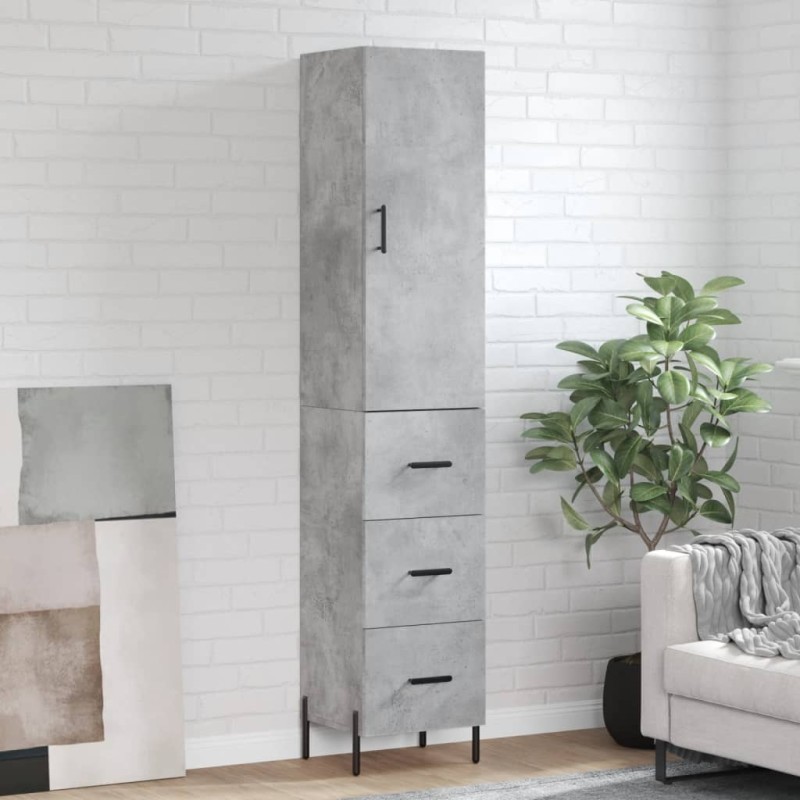 vidaXL Aparador de madera contrachapada gris hormigón 34,5x34x180 cm vidaXL Aparador de madera contrachapada gris hormigón 34,5x34x180 cm