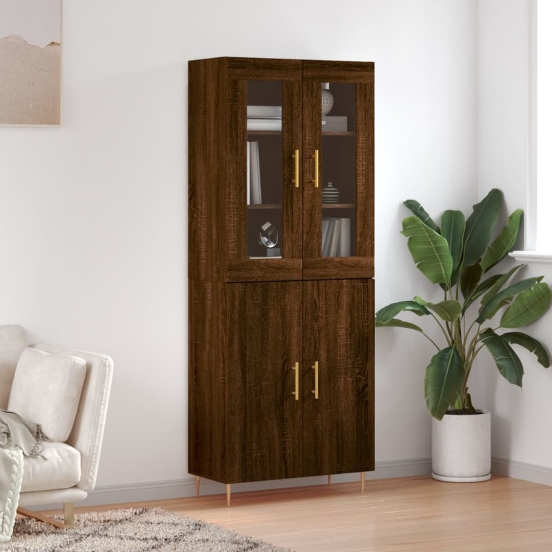 vidaXL Aparador alto madera contrachapada marrón roble 69,5x34x180 cm