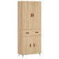 vidaXL Aparador alto madera contrachapada color roble 69,5x34x180 cm
