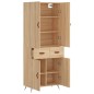 vidaXL Aparador alto madera contrachapada color roble 69,5x34x180 cm