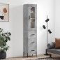 vidaXL Aparador de madera contrachapada gris hormigón 34,5x34x180 cm vidaXL Aparador de madera contrachapada gris hormigón 34,5x34x180 cm