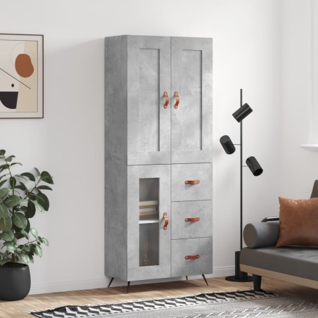vidaXL Aparador alto madera contrachapada gris hormigón 69,5x34x180 cm