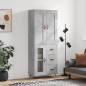 vidaXL Aparador alto madera contrachapada gris hormigón 69,5x34x180 cm vidaXL Aparador alto madera contrachapada gris hormigón 69,5x34x180 cm