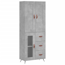 vidaXL Aparador alto madera contrachapada gris hormigón 69,5x34x180 cm