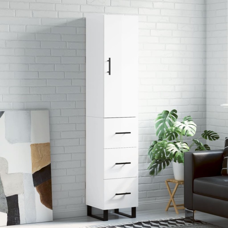 vidaXL Aparador alto madera contrachapada blanco brillo 34,5x34x180 cm vidaXL Aparador alto madera contrachapada blanco brillo 34,5x34x180 cm