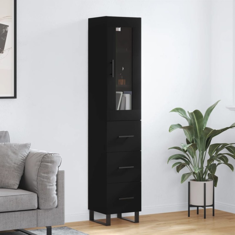 vidaXL Aparador de madera contrachapada negro 34,5x34x180 cm vidaXL Aparador de madera contrachapada negro 34,5x34x180 cm