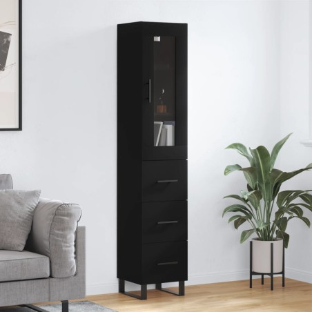 vidaXL Aparador de madera contrachapada negro 34,5x34x180 cm