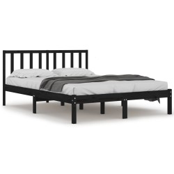 vidaXL Estructura de cama de madera maciza de pino negra 140x190 cm