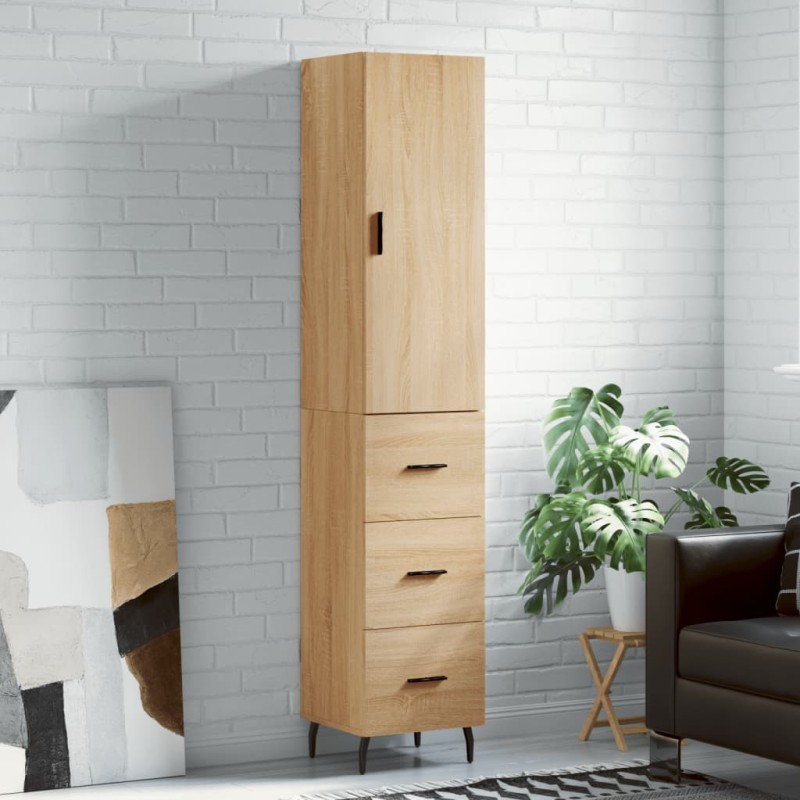 vidaXL Aparador de madera contrachapada roble Sonoma 34,5x34x180 cm