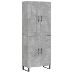 vidaXL Aparador alto madera contrachapada gris hormigón 69,5x34x180 cm