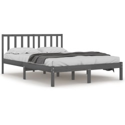 vidaXL Estructura de cama madera maciza gris Super King 180x200 cm