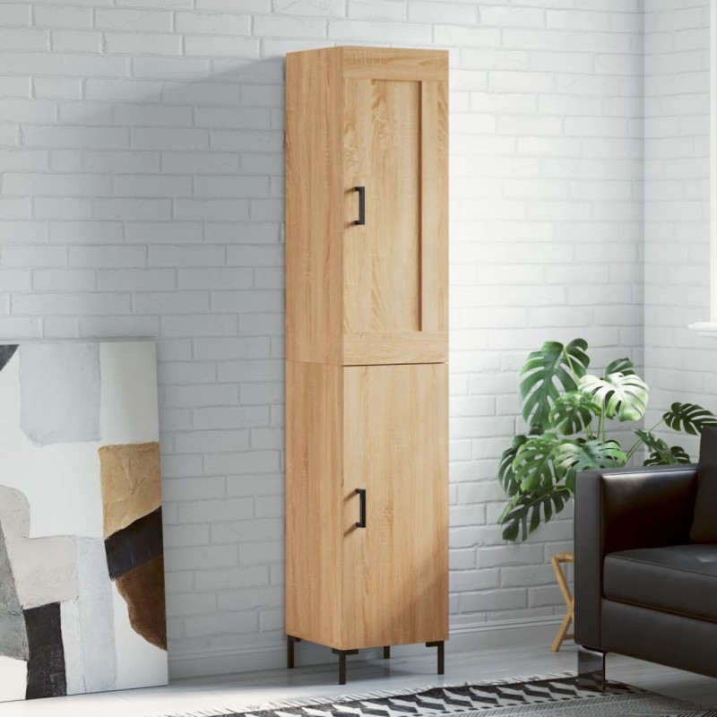 vidaXL Aparador de madera contrachapada roble Sonoma 34,5x34x180 cm