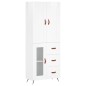 vidaXL Aparador alto madera contrachapada blanco brillo 69,5x34x180 cm