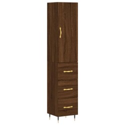 vidaXL Aparador alto madera contrachapada roble marrón 34,5x34x180 cm