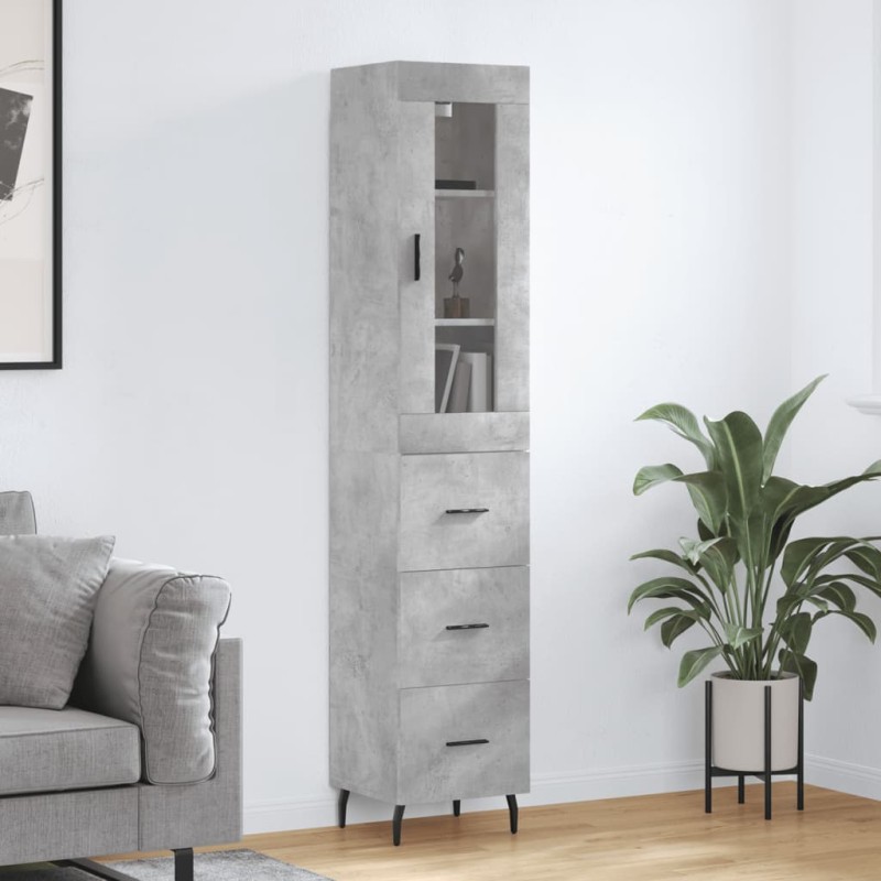 vidaXL Aparador de madera contrachapada gris hormigón 34,5x34x180 cm vidaXL Aparador de madera contrachapada gris hormigón 34,5x34x180 cm