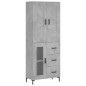 vidaXL Aparador alto madera contrachapada gris hormigón 69,5x34x180 cm