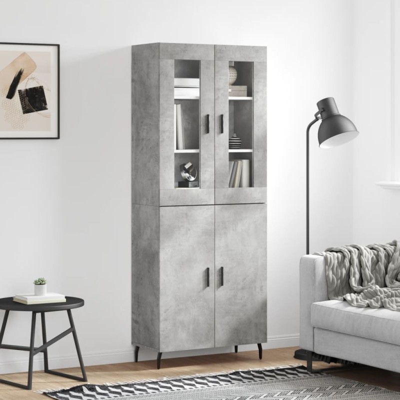 vidaXL Aparador alto madera contrachapada gris hormigón 69,5x34x180 cm vidaXL Aparador alto madera contrachapada gris hormigón 69,5x34x180 cm