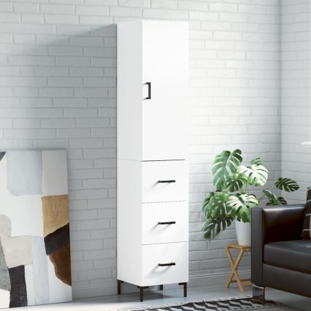 vidaXL Aparador alto madera contrachapada blanco 34,5x34x180 cm