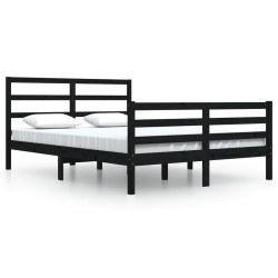 vidaXL Estructura de cama de madera maciza de pino negra 160x200 cm