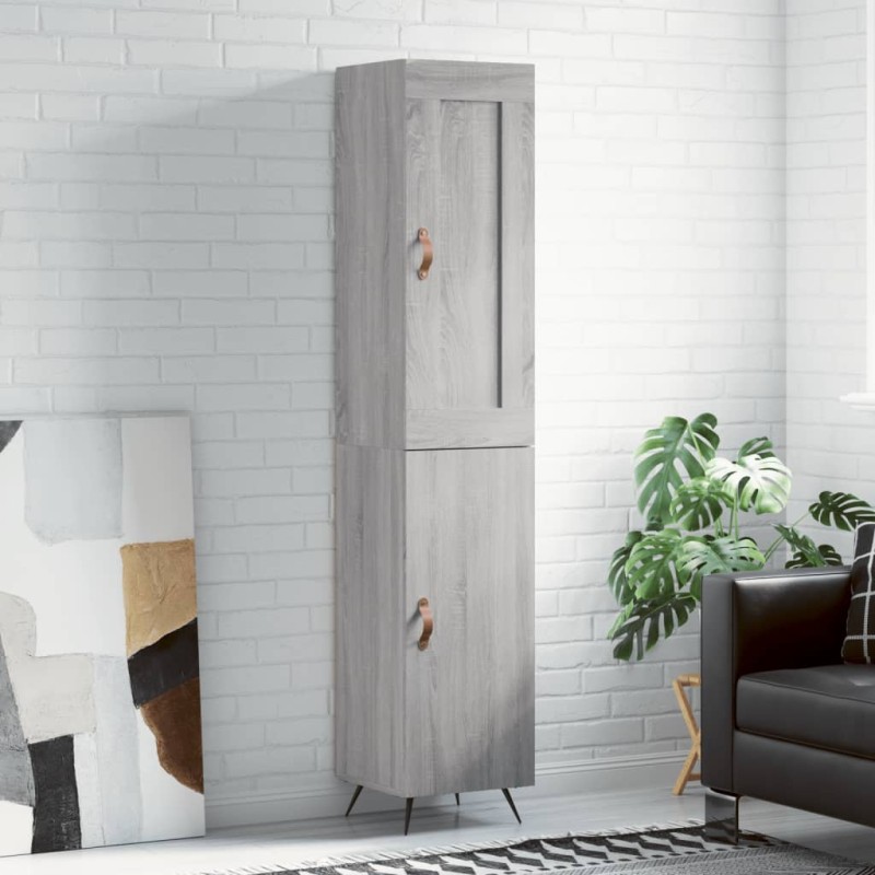vidaXL Aparador alto madera contrachapada gris Sonoma 34,5x34x180 cm vidaXL Aparador alto madera contrachapada gris Sonoma 34,5x34x180 cm