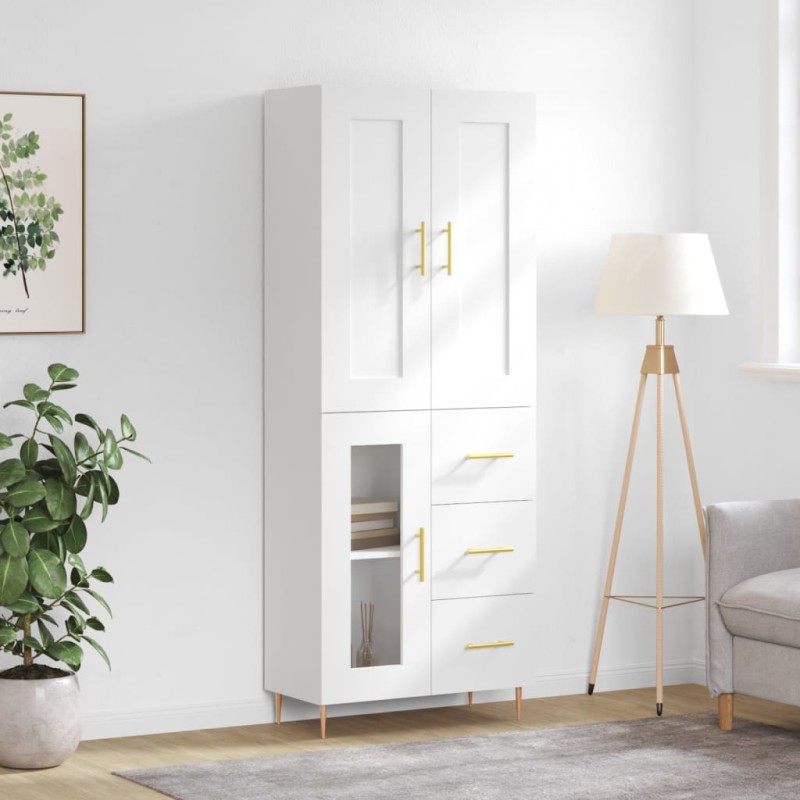 vidaXL Aparador alto madera contrachapada blanco 69,5x34x180 cm vidaXL Aparador alto madera contrachapada blanco 69,5x34x180 cm