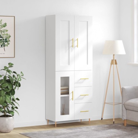 vidaXL Aparador alto madera contrachapada blanco 69,5x34x180 cm