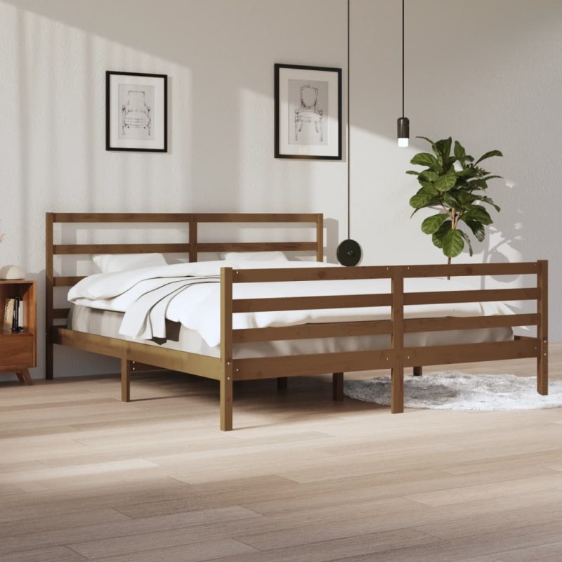 vidaXL Estructura de cama madera maciza de pino marrón miel 200x200 cm
