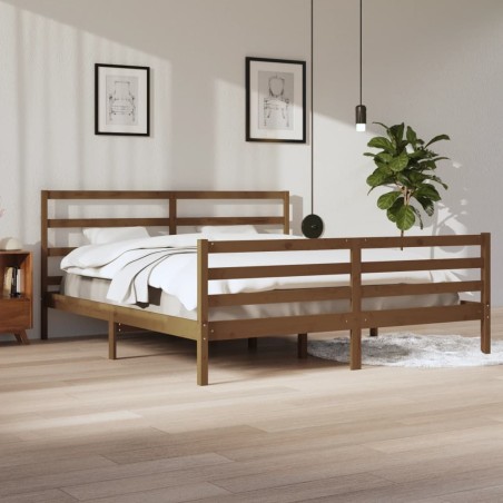 vidaXL Estructura de cama madera maciza de pino marrón miel 200x200 cm