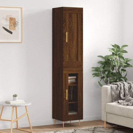 vidaXL Aparador alto madera de ingeniería roble marrón 34,5x34x180 cm