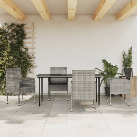vidaXL Juego de comedor jardín 5 pzas ratán sintético acero gris negro