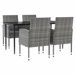 vidaXL Juego de comedor jardín 5 pzas ratán sintético acero gris negro