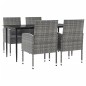 vidaXL Juego de comedor jardín 5 pzas ratán sintético acero gris negro vidaXL Juego de comedor jardín 5 pzas ratán sintético acero gris negro