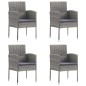 vidaXL Juego de comedor jardín 5 pzas ratán sintético acero gris negro vidaXL Juego de comedor jardín 5 pzas ratán sintético acero gris negro