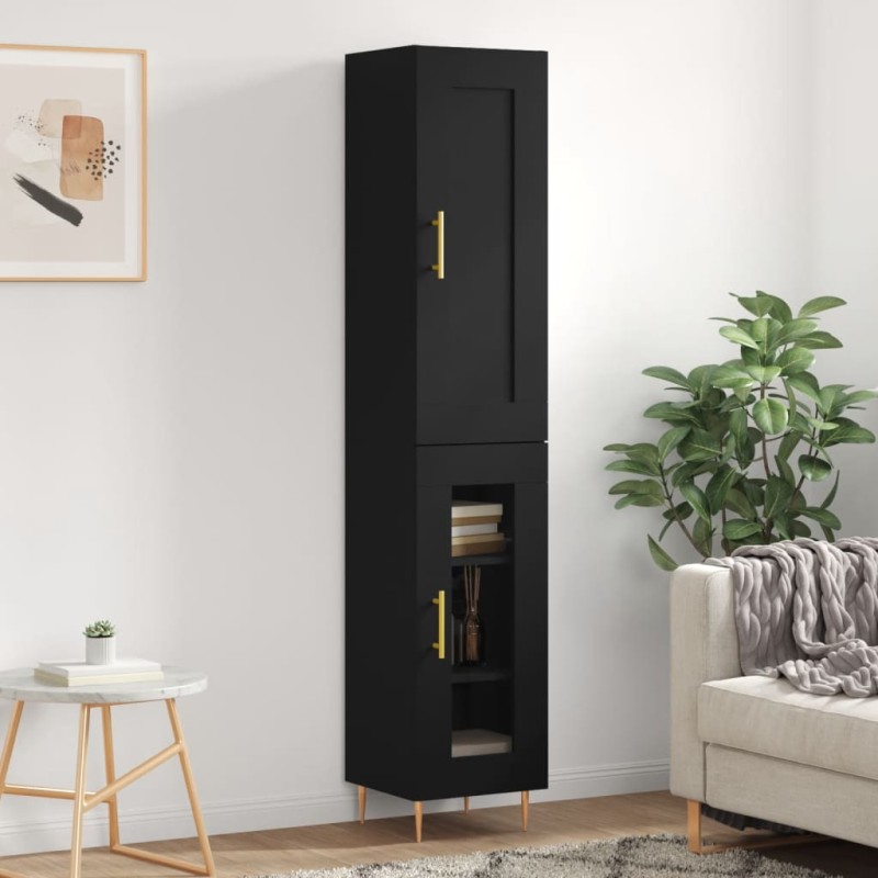 vidaXL Aparador alto madera de ingeniería negro 34,5x34x180 cm vidaXL Aparador alto madera de ingeniería negro 34,5x34x180 cm