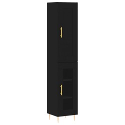 vidaXL Aparador alto madera de ingeniería negro 34,5x34x180 cm