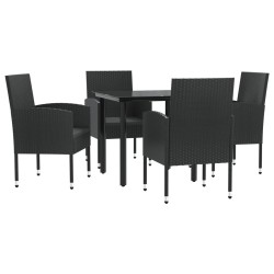 vidaXL Juego de comedor de jardín 5 pzas ratán sintético y acero negro