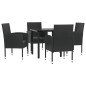 vidaXL Juego de comedor de jardín 5 pzas ratán sintético y acero negro