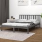 vidaXL Estructura de cama madera maciza de pino doble gris 135x190 cm