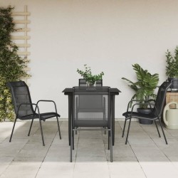 vidaXL Juego de comedor para jardín 5 piezas acero y textilene negro