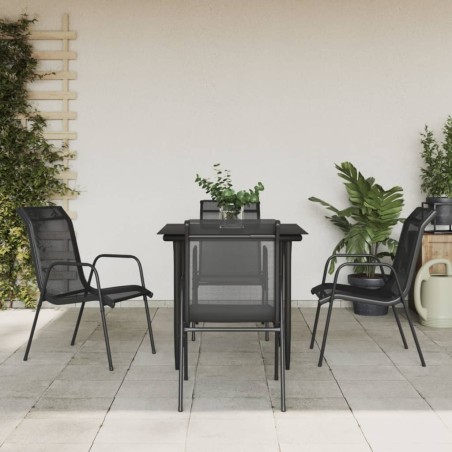 vidaXL Juego de comedor para jardín 5 piezas acero y textilene negro