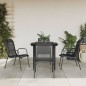 vidaXL Juego de comedor para jardín 5 piezas acero y textilene negro