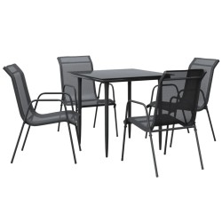 vidaXL Juego de comedor para jardín 5 piezas acero y textilene negro