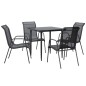 vidaXL Juego de comedor para jardín 5 piezas acero y textilene negro