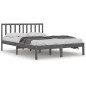 vidaXL Estructura de cama madera maciza de pino doble gris 135x190 cm