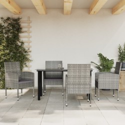 vidaXL Juego de comedor jardín 5 pzas ratán sintético acero gris negro