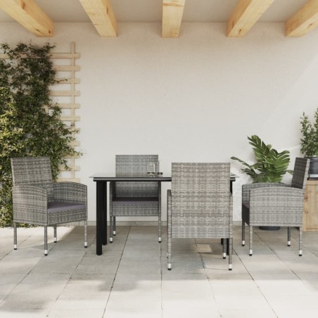 vidaXL Juego de comedor jardín 5 pzas ratán sintético acero gris negro