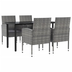 vidaXL Juego de comedor jardín 5 pzas ratán sintético acero gris negro